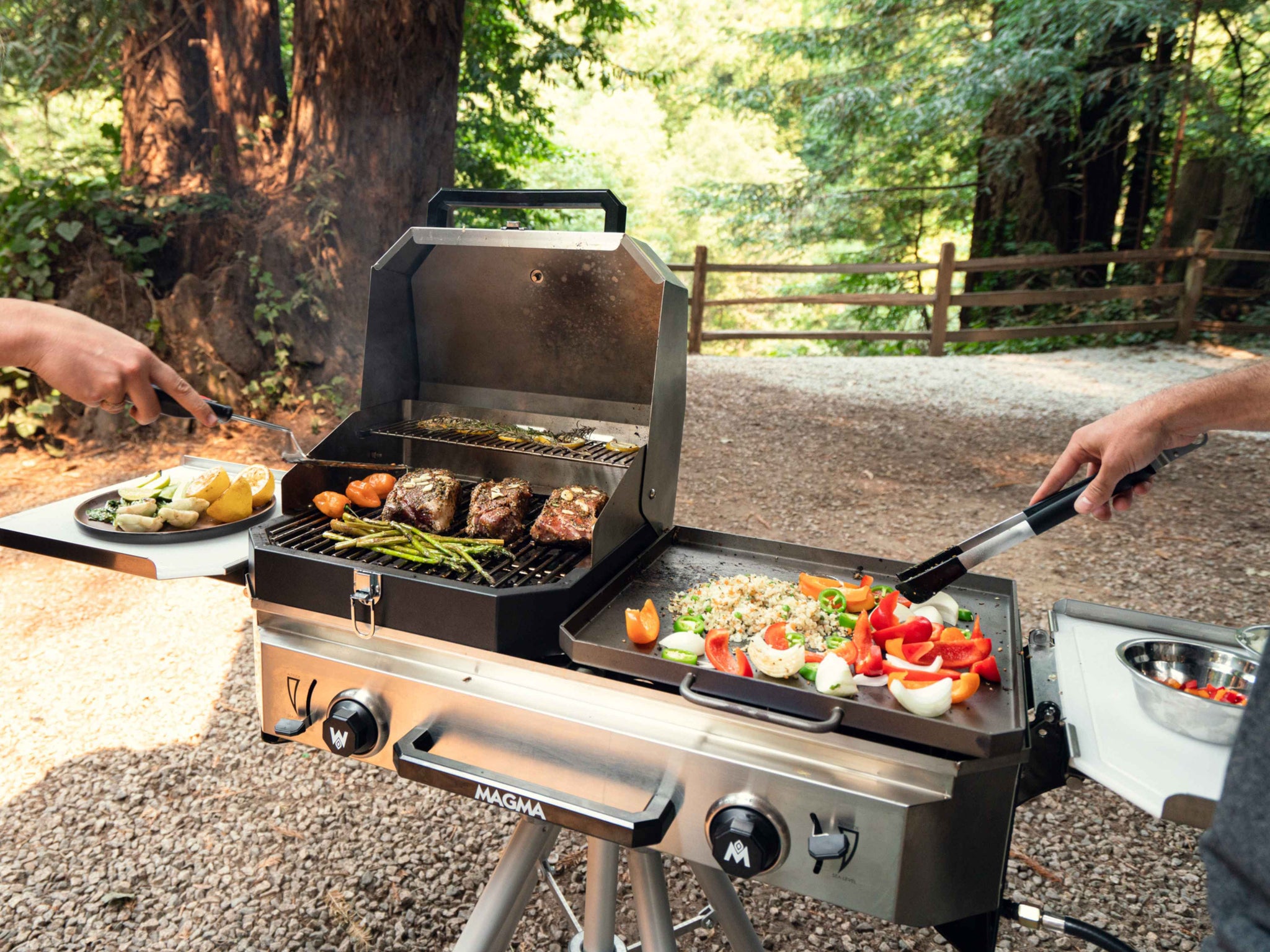 Magma CO10-115, RV Crossover Bundle, Double Burner Firebox, Grill Top, Griddle Top, Plancha, and Pizza Oven Top
