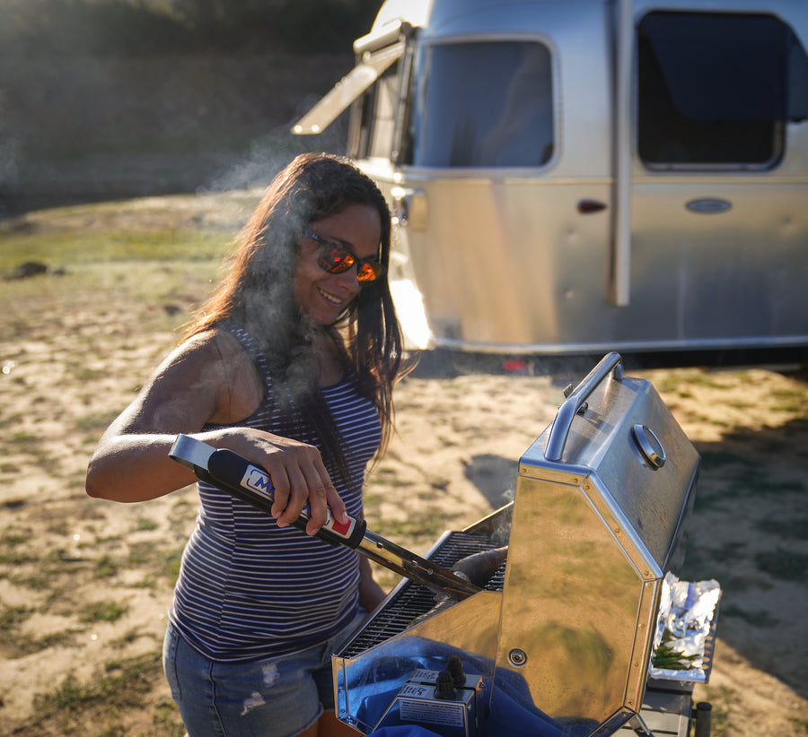 woman grilling with airstream