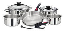 Load image into Gallery viewer, 10 piece, Nesting stainless steel exterior Finish Cookware
