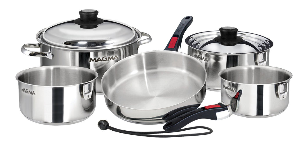 10 piece, Nesting stainless steel exterior Finish Cookware