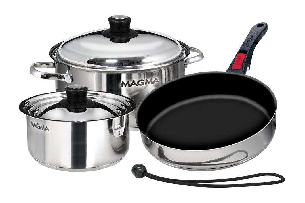 Magma A10-363-2-IND Stainless Steel Induction Compatible Non-Stick 7 Piece Nesting Cookware Set