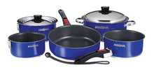 Load image into Gallery viewer, 10 piece, Nesting Non-Stick Cobalt blue Enamel Finish Cookware
