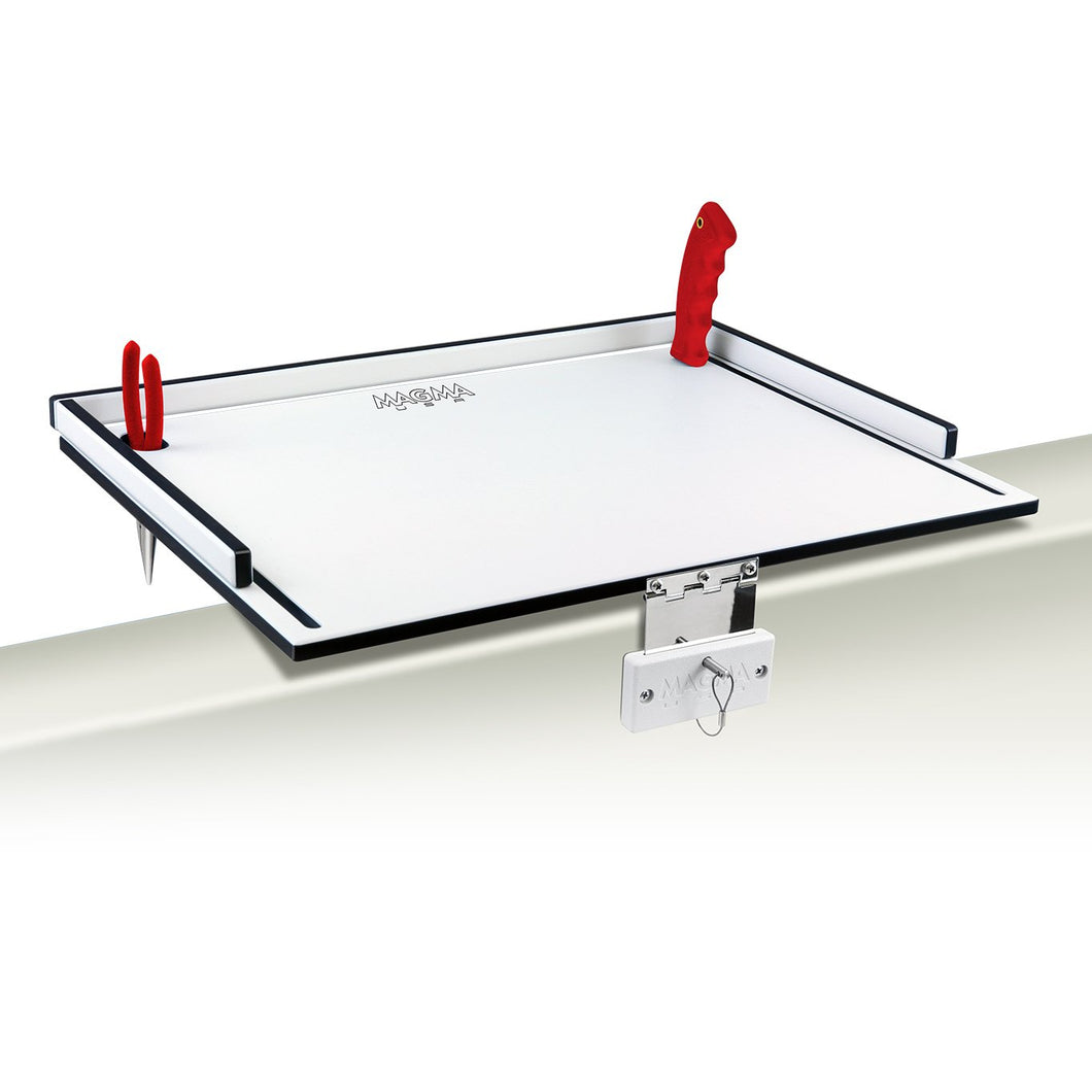 gunnel mounted bait/fillet table with pliers and fillet knife